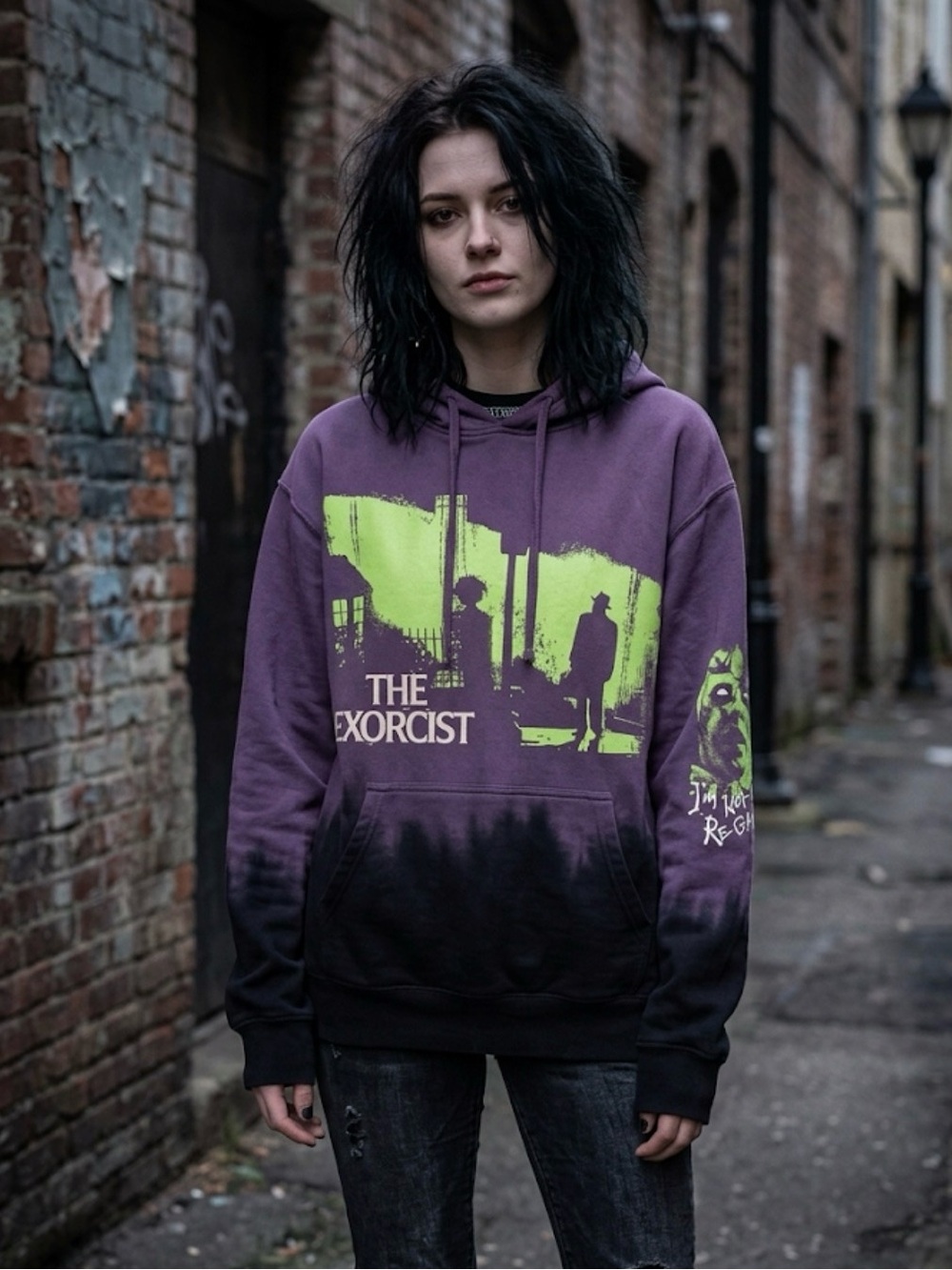 The Exorcist Ombre Graphic Hoodie - Purple/Black Size Medium (2023)